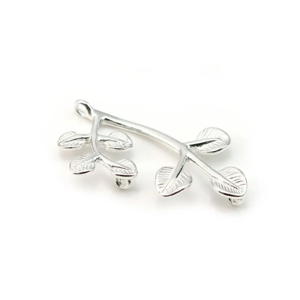 Breloque petite branche avec trois attaches, argent 925, 16x25mm x 1pc