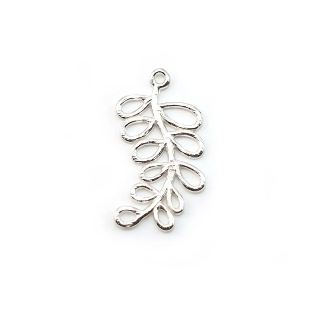 Breloque plume en argent 925 24mm x 1pc