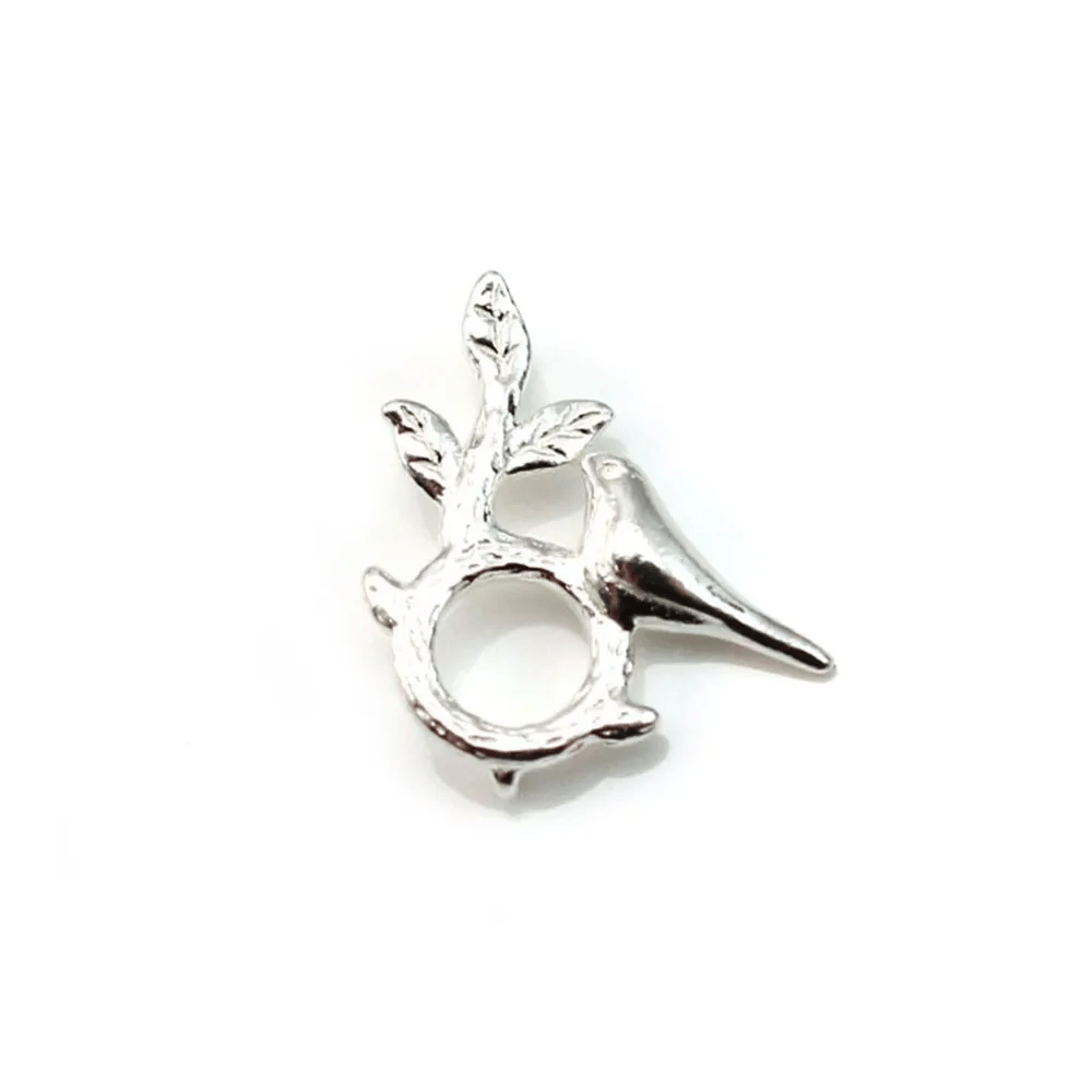 Pendentif branche et oiseau , argent 925 ,15.5x18mm x 1pc