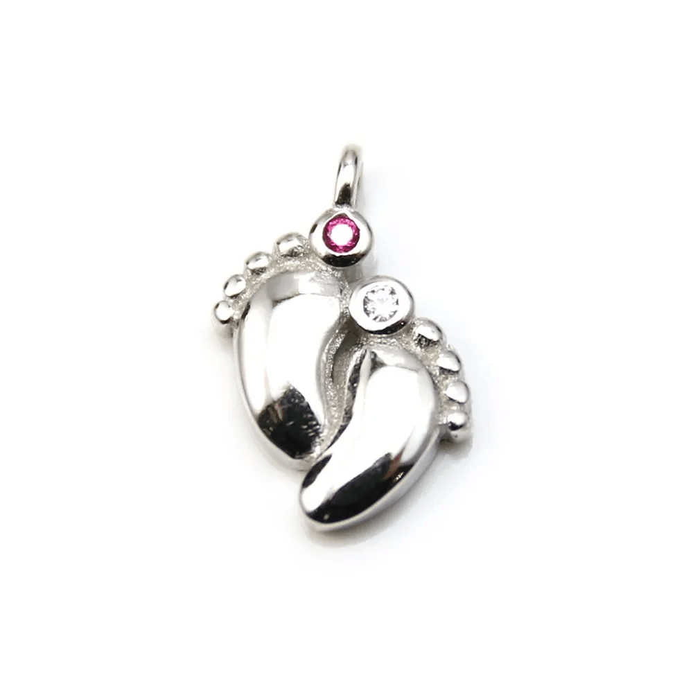 Breloque en argent 925 pieds&zirconium  9x14mm x 1pc