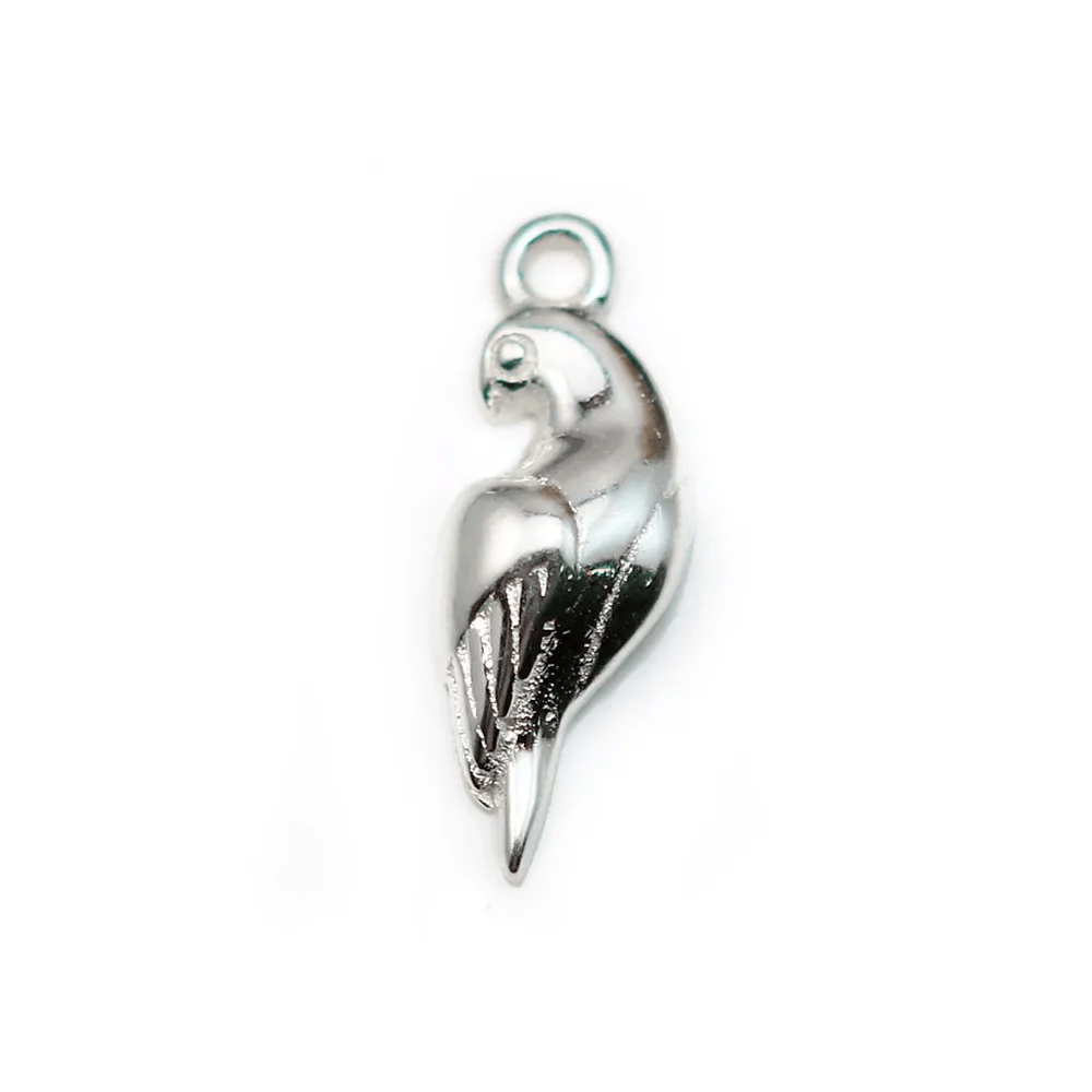 Breloque en argent 925, en forme d'oiseau, 14.5 * 5mm x 1pc