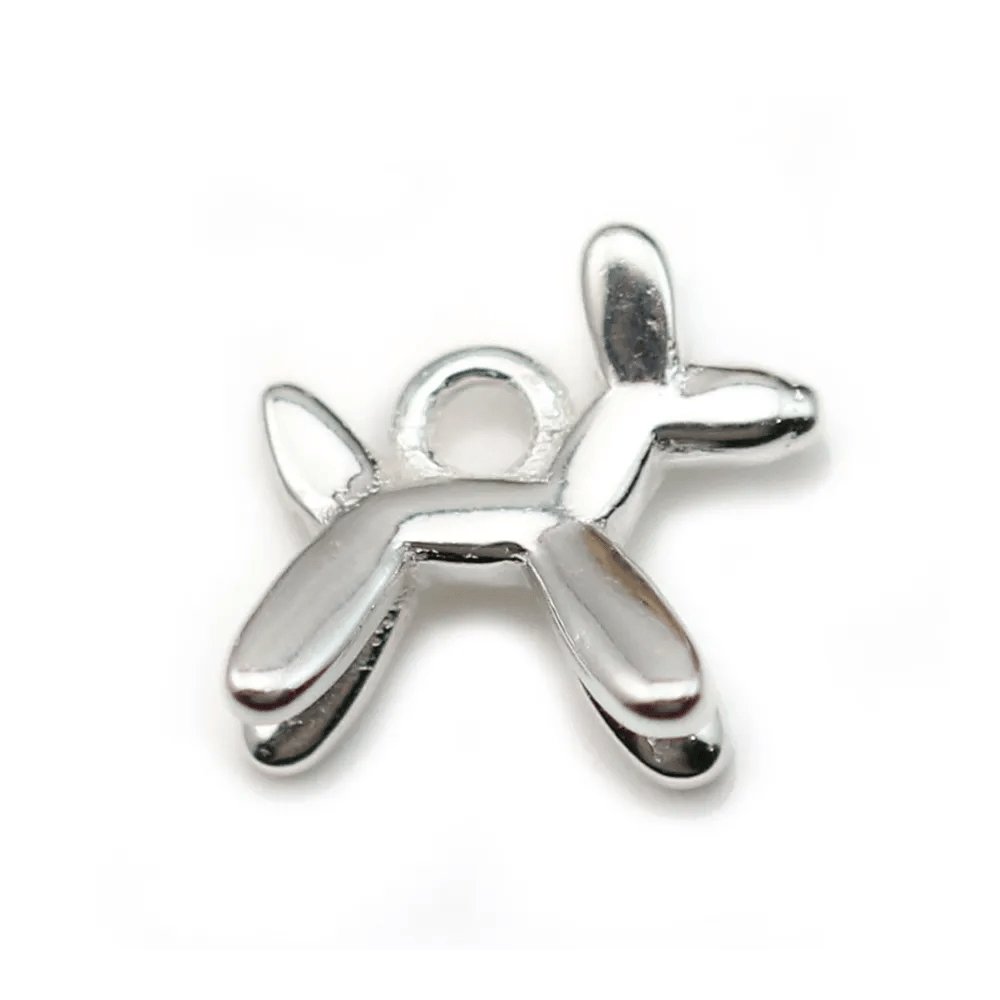 Charm in 925 silver, in the shape of a little dog, 9.8 * 10.5mm x 1pc