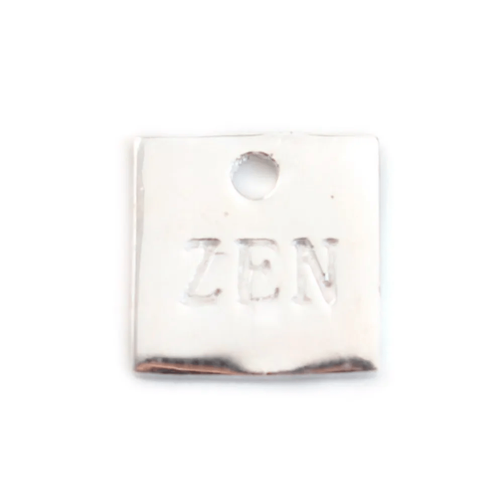 925 Sterling Silver Square ZEN charm 10 mm x 1 pcs 
