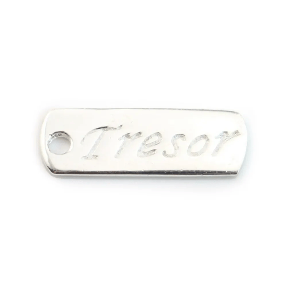 925 Sterling Silver Tresor charm 17x6mm x 2pcs 