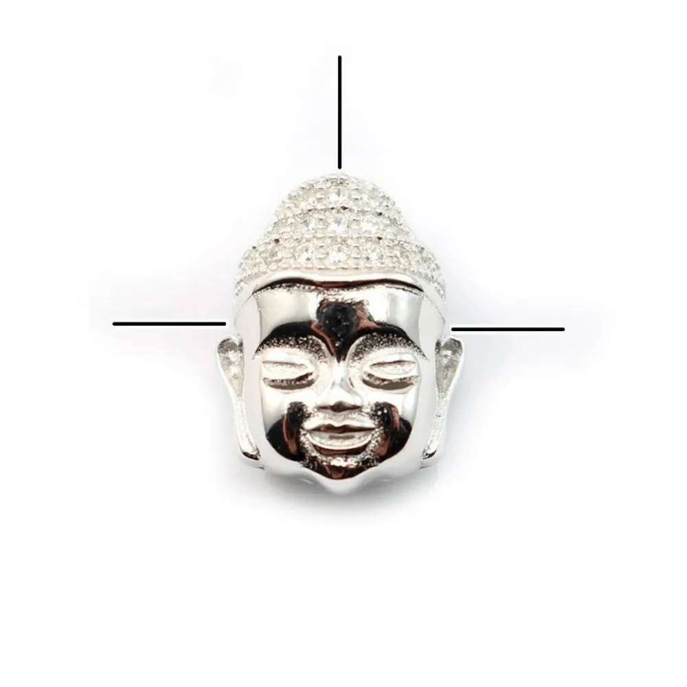 Argent 925 rhodie  pendantif bouddha& zircons 13x10.5MM x 1pc