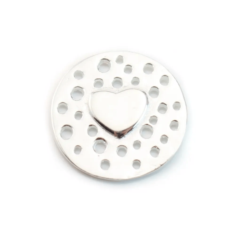 Intercalaire rond Coeur  Argent 925 14mm x 1pc
