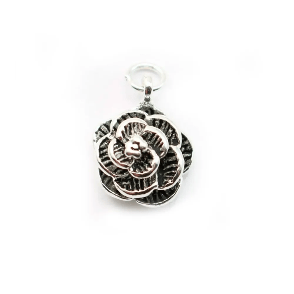 Argent 925  breloque fleur 11mm avec anneau 4.5mmX 1pc