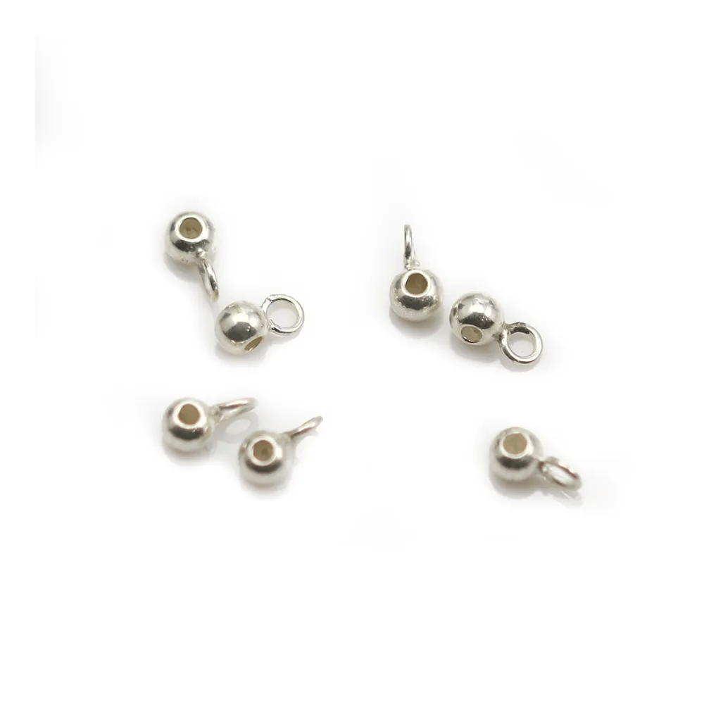 Stopper pour chaîne, argent 925, de forme ronde, avec anneau, 5.5x2.5mm x 10pcs