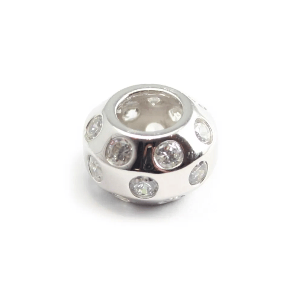 Argent 925 rondelle avec zircon 12x8mm x 4 st
