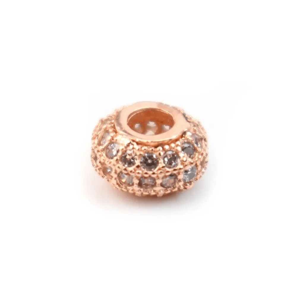 Rondelle à strass argent 925 rosé 4.5x7.5mm x 1pc