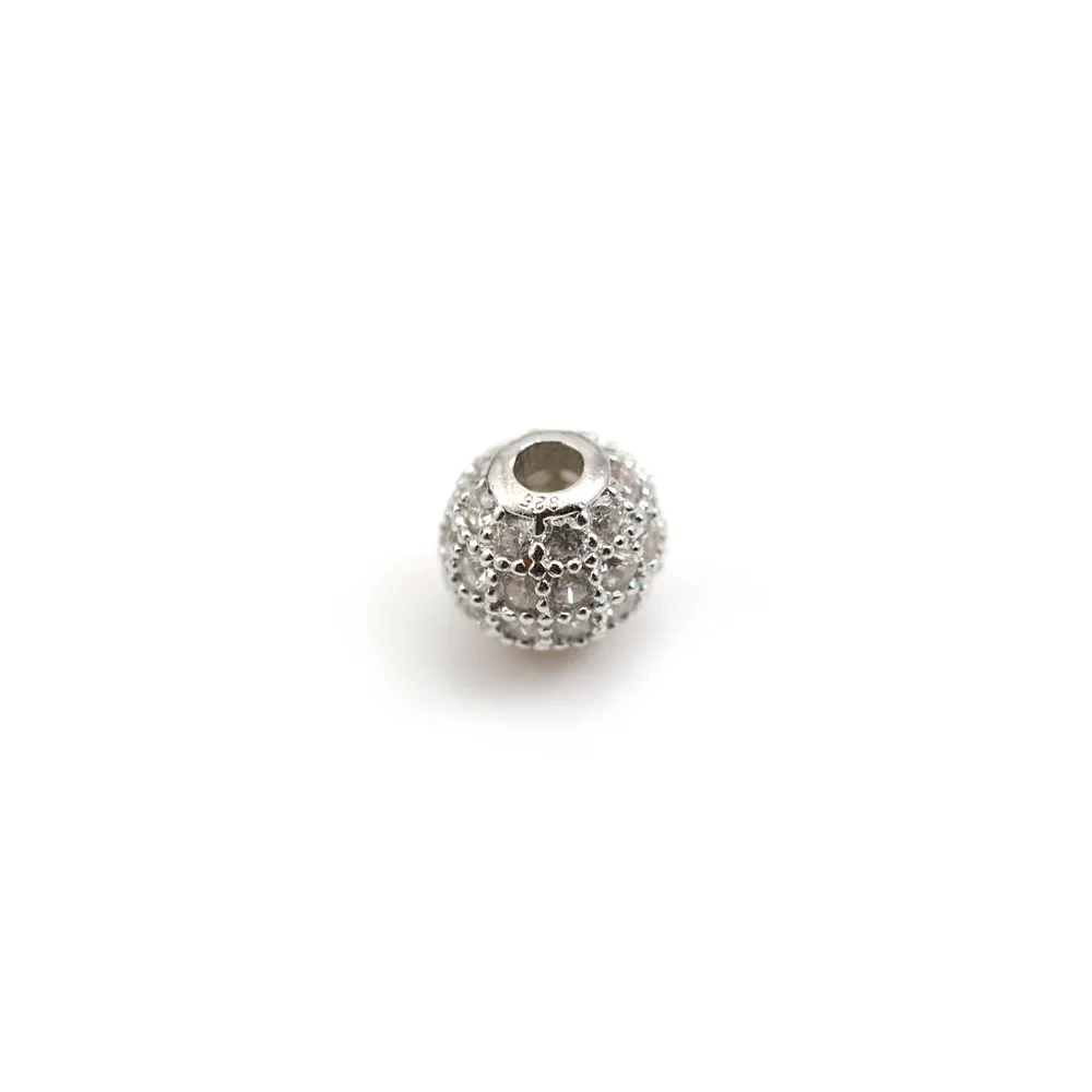 Boule avec strass 6mm en argent 925  x 1pc