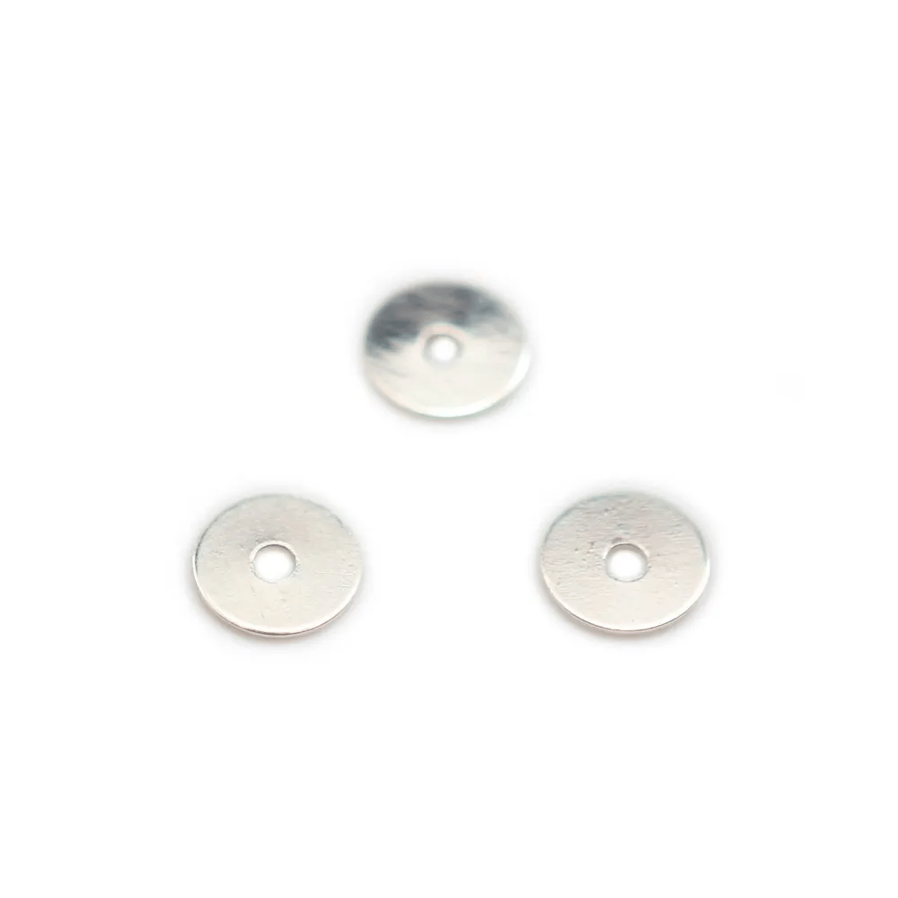Disque 1 trou en argent 925  6 mm x 5pcs