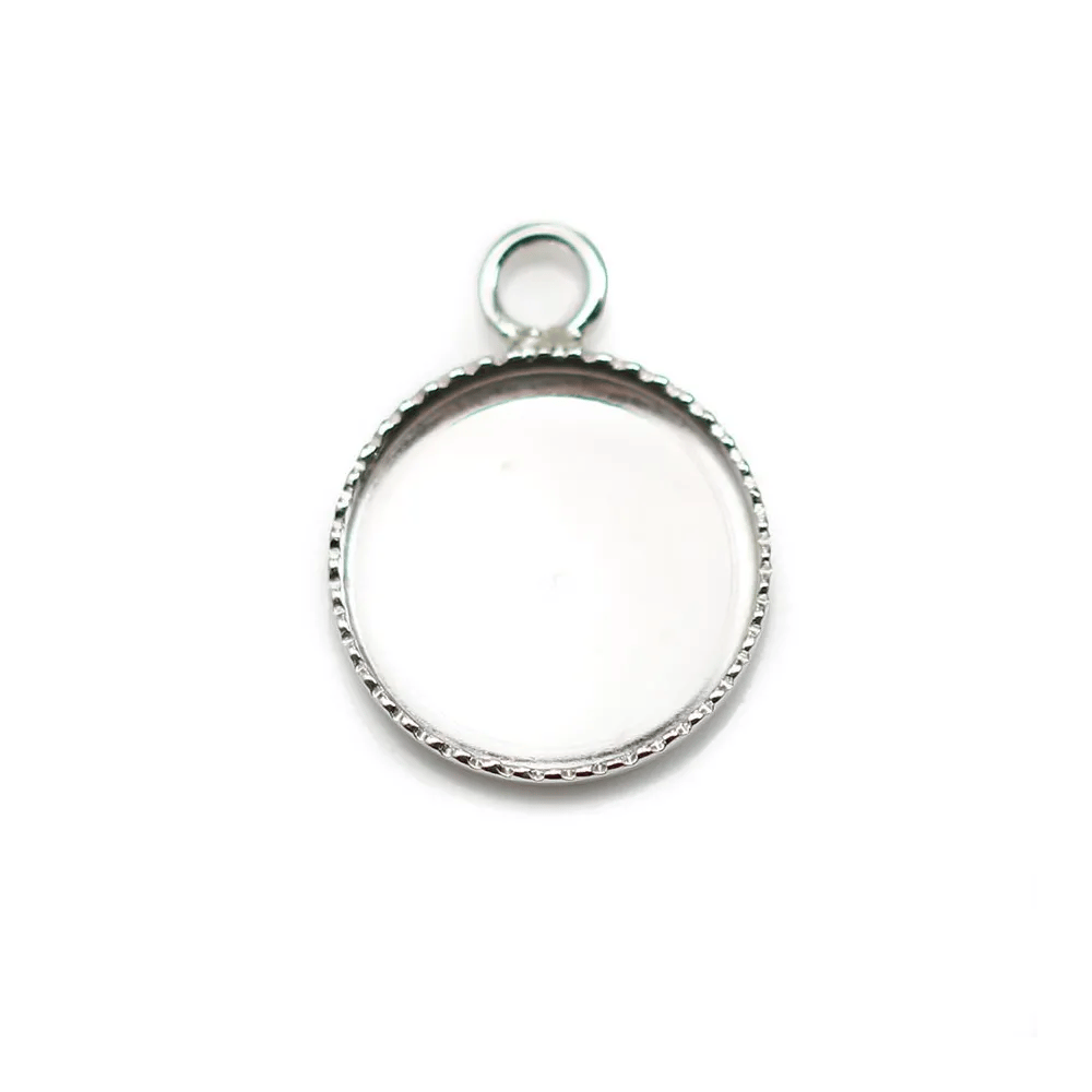 Pendentif en argent 925, avec serti pour cabochon rond de 12mm x 1pc