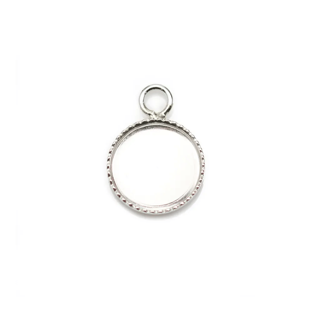 Pendentif en argent 925, avec serti pour cabochon rond de 10mm x 1pc