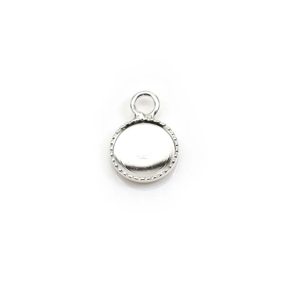 Pendentif en argent 925, avec serti pour cabochon rond de 8mm x 1pc