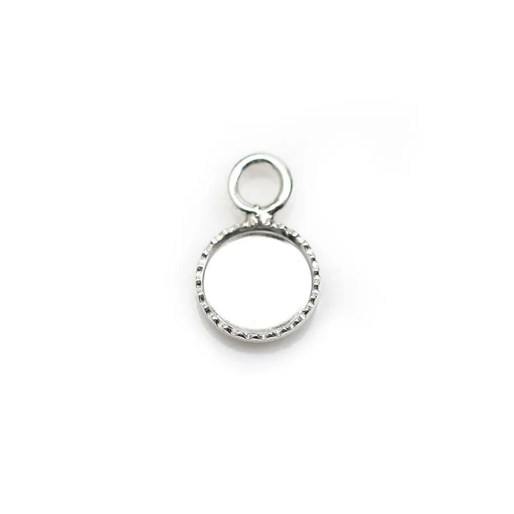 Pendentif en argent 925, avec serti pour cabochon rond de 6mm x 2pcs