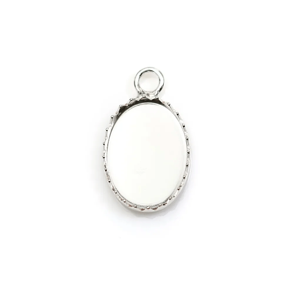 Pendentif serti en argent 925, pour cabochon de forme ovale, 10x14mm x 1pc