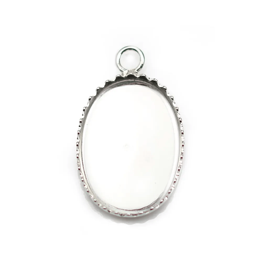 Pendant set in 925 silver, for oval cabochon, 13 * 18mm x 1pc