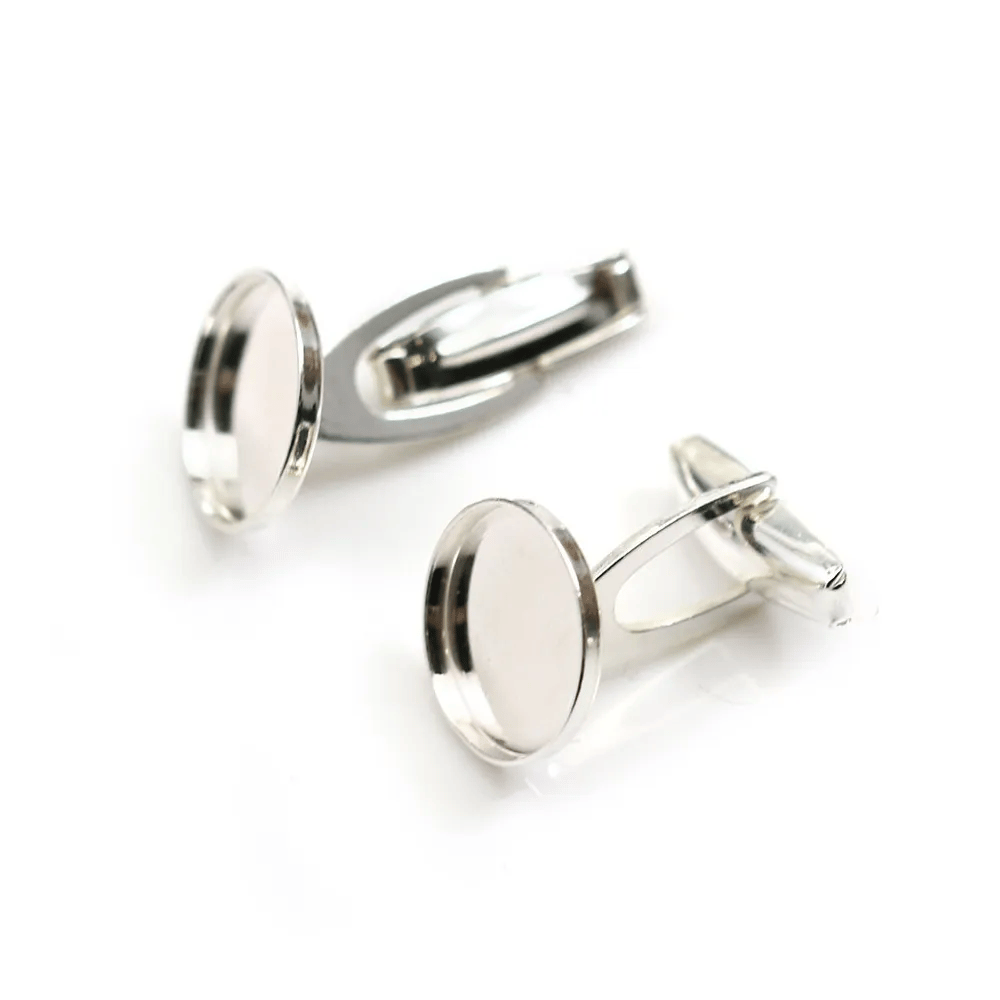 Cuff link with small dish for pearls half-drilled Sterling silver 925 ,20x8x17.5 mm x 2pcs