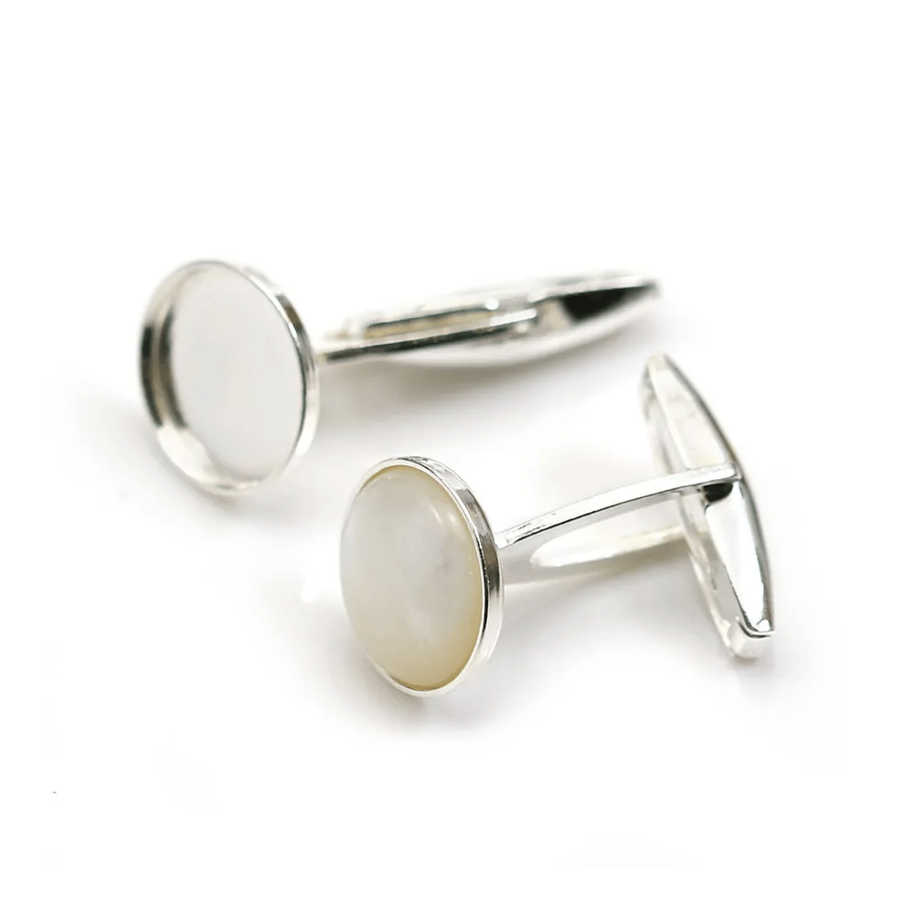 Argent 925 bouton de manchette avec plateau rond 12mm x 2pcs