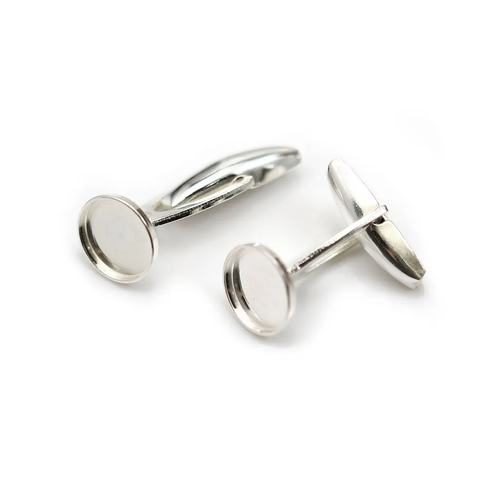 Cufflink, in 925 silver for 10mm round cabochon, 25 * 10.5mm x 2pcs