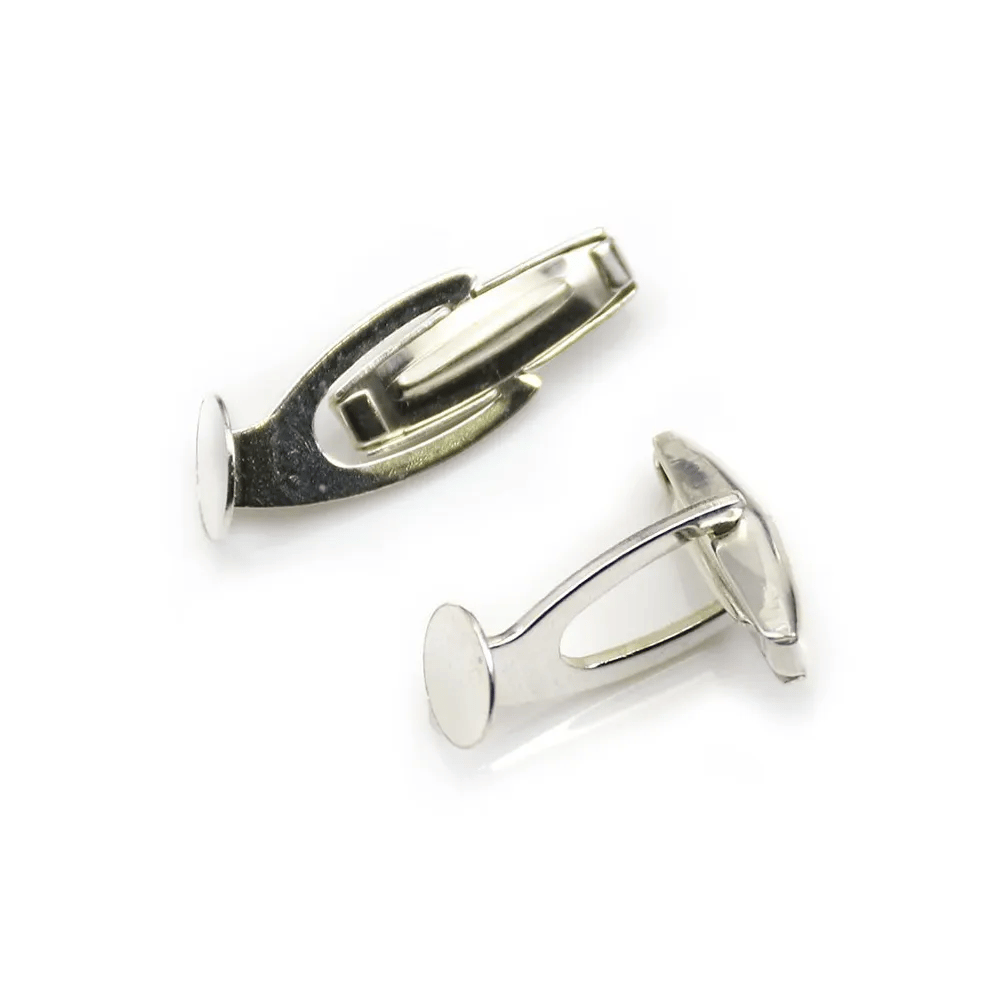Cufflink, in 925 silver for 8mm round cabochon, 26 * 9mm x 2pcs