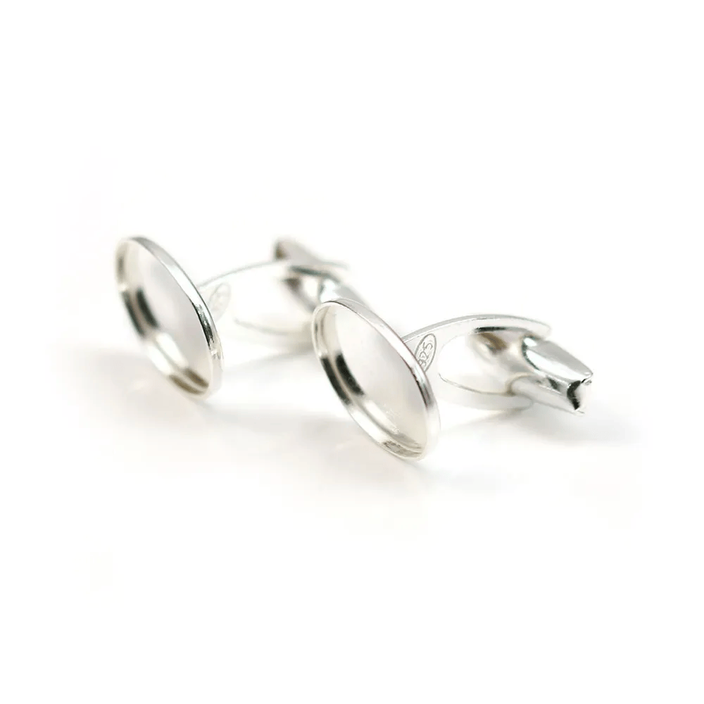 Boutons manchettes plateau oval 10x14mm ,argent 925, x 2pcs