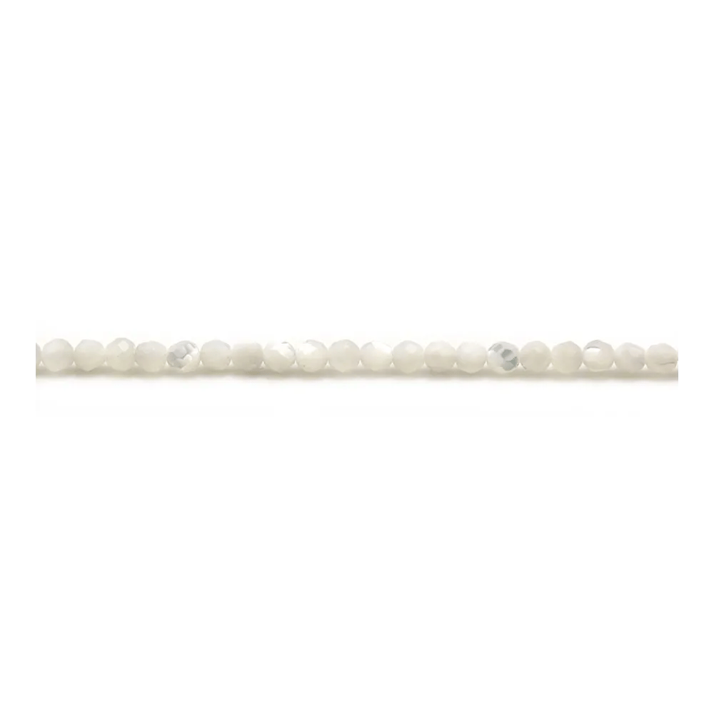Nacre blanche ronde facette 2mm x 40cm