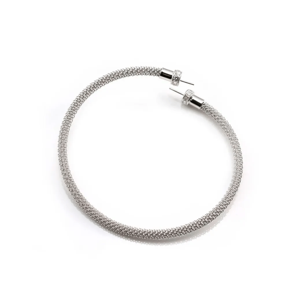 Bracelet jonc flexible avec sreasse pour semi-percées ,argent 925, x 1pc