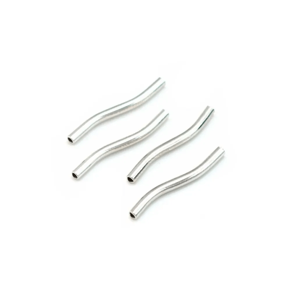 Tubes twistés, Argent 925 rhodié 1.1x21mm x 4pcs