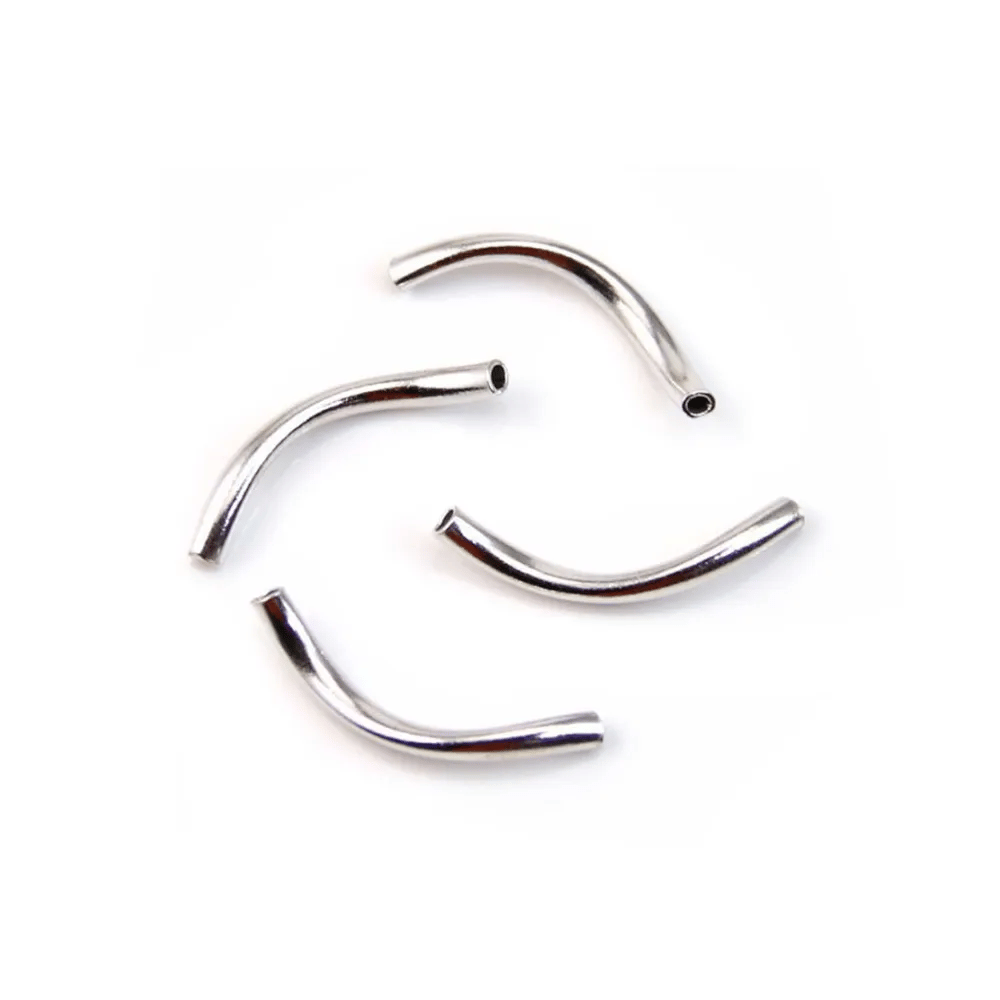 Tubes twistés, argent 925 rhodié 1.2x19.5mm x 2pcs