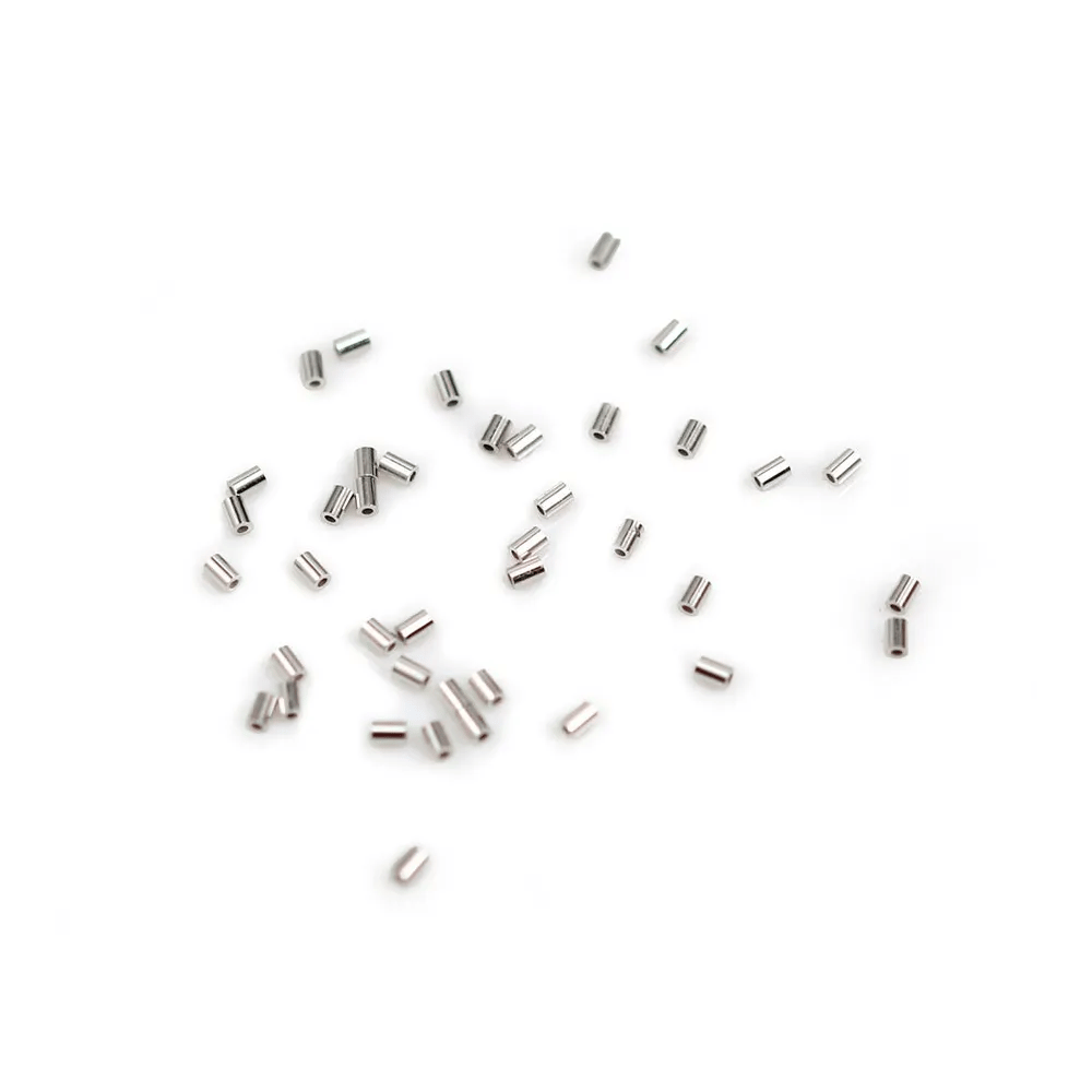 Rhodium 925 silver crimp tubes 1x1.5x0.5mm x 30pcs