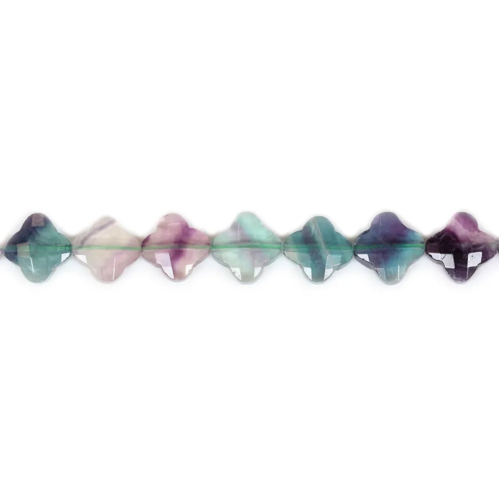 Fluorite trèfle facette 13mm x 40cm