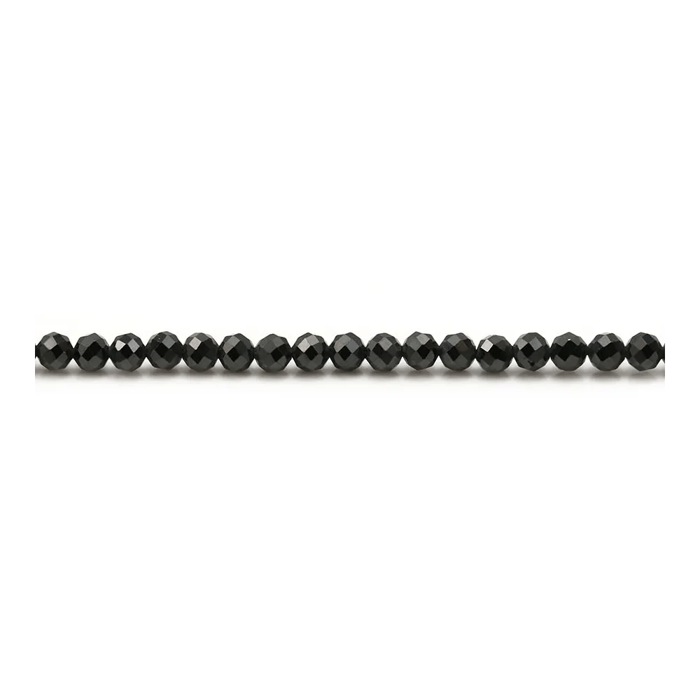 Spinelle noir de forme ronde facetté, 3mm x 40cm