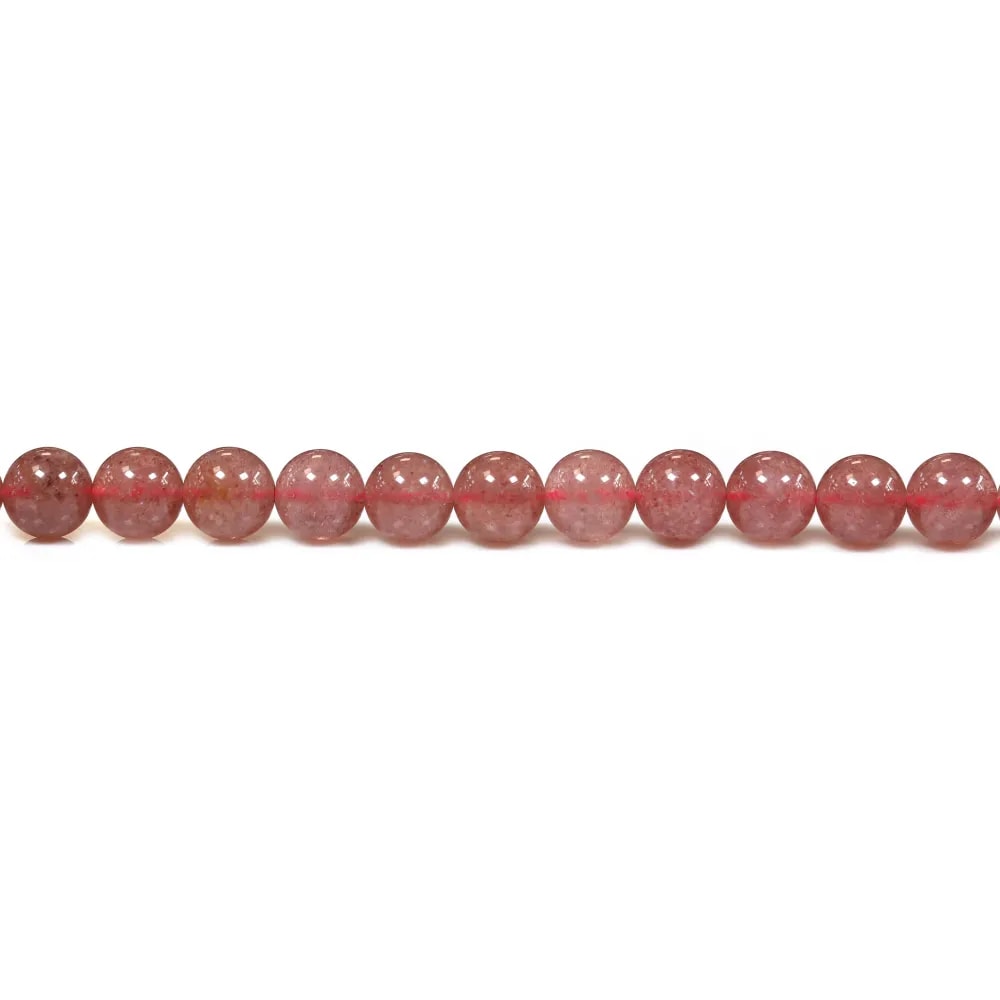 Quartz "strawberry", in round faceted shape, 2.5mm x 39cm
