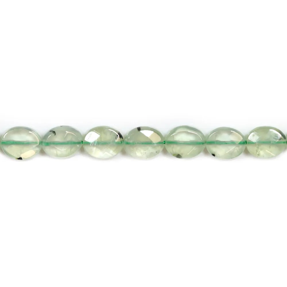 Préhnite goutte facette 6x8mm x 40cm