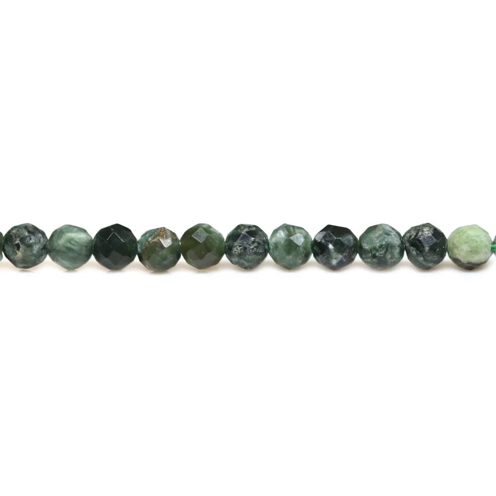 Seraphinite, in green color, in shape of round faceted, 2mm x 39cm