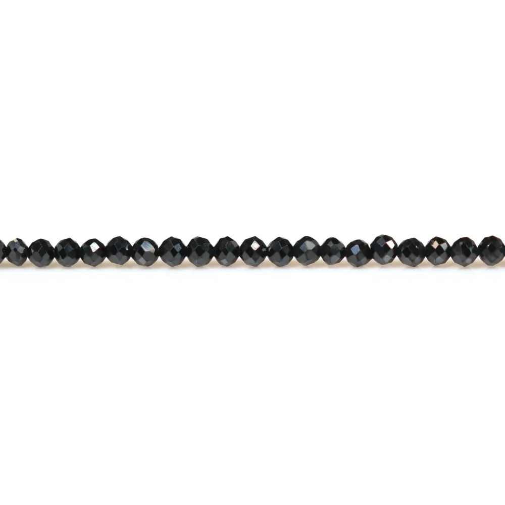 Spinelle noir rond facette 2mm x 34cm