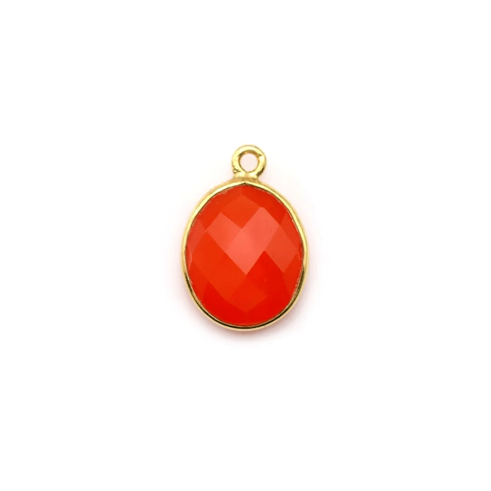 Cornaline ovale facettée sertie sur argent doré 9x11mm x 1pc