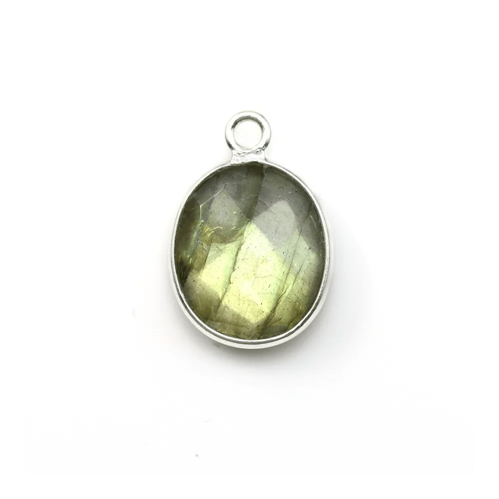 Labradorite ovale facetté sertie sur argent 925 11x13mm x 1pc