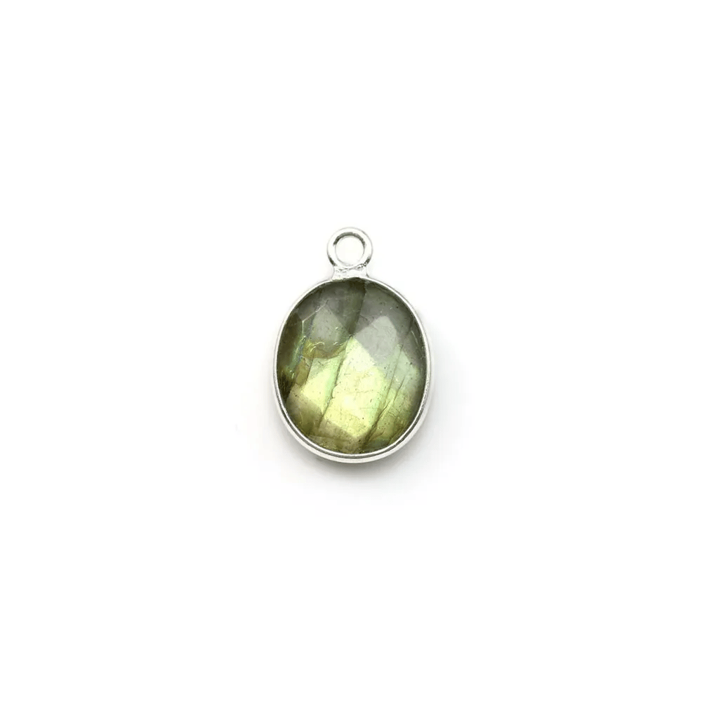 Faceted oval labradorite set in silver 1 ring  9x11mm x 1pc
