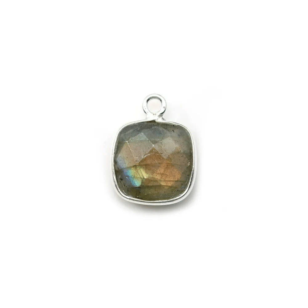 Labradorite coussin facette sertie sur argent un anneau, 9mm x 1pc