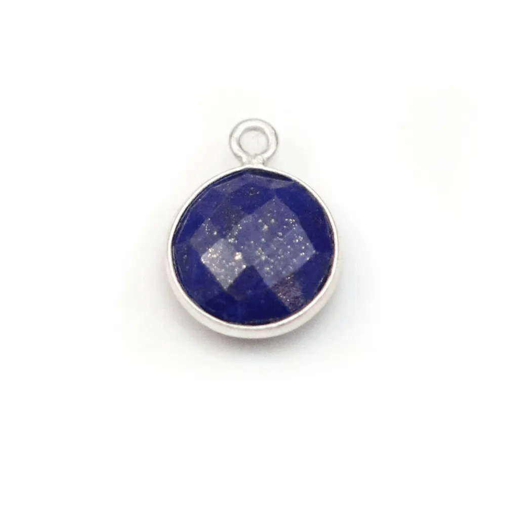 Lapis lazuli de forme ronde, 1 anneau, serti en argent, 11mm x 1pc