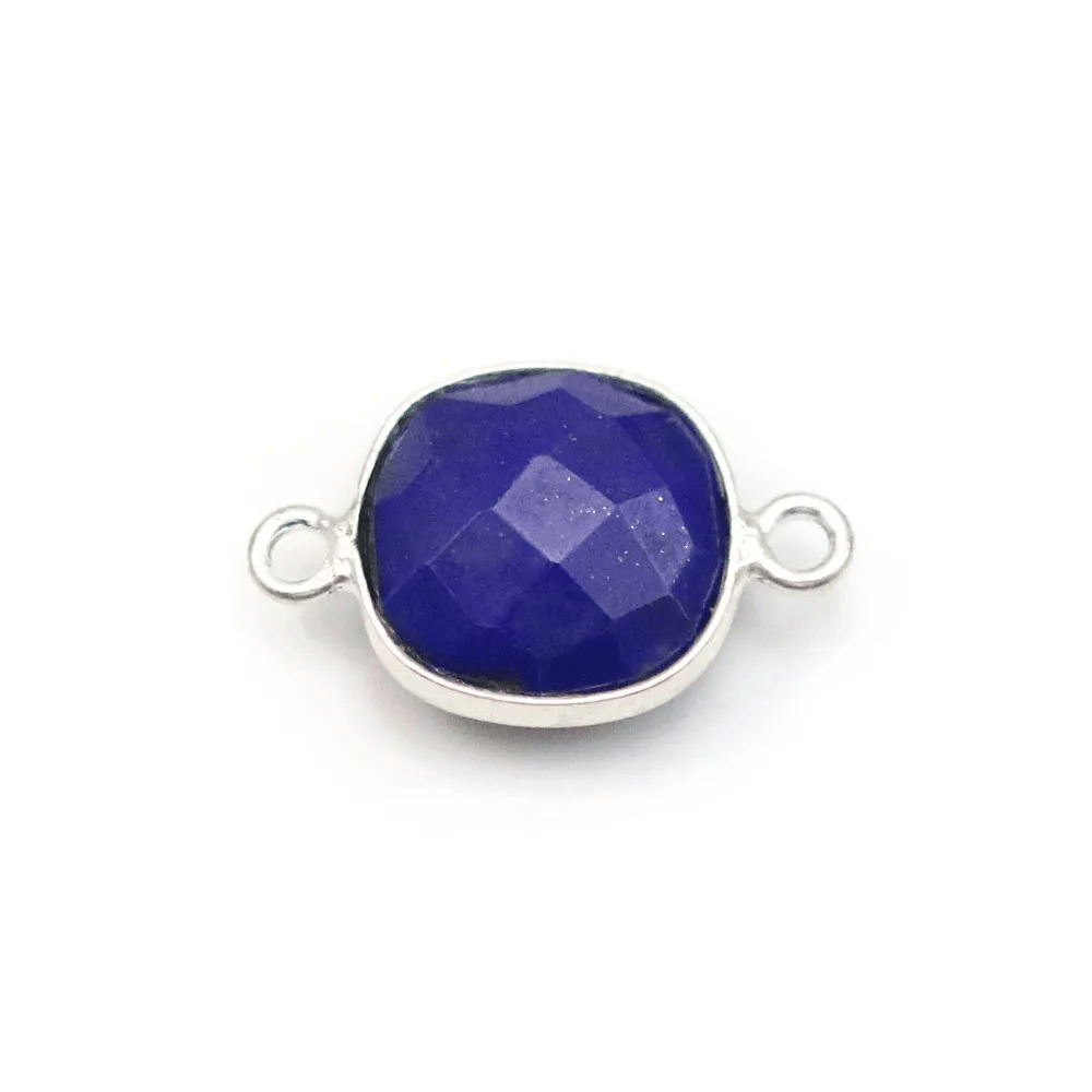 Lapis lazuli in shape of square, 2 rings, set in silver, 11mm x 1pc