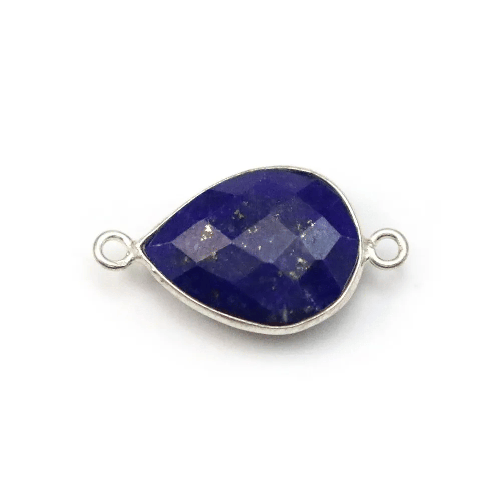 Lapis lazuli en forme de goutte, 2 anneaux, serti en argent 13x17mm x 1pc
