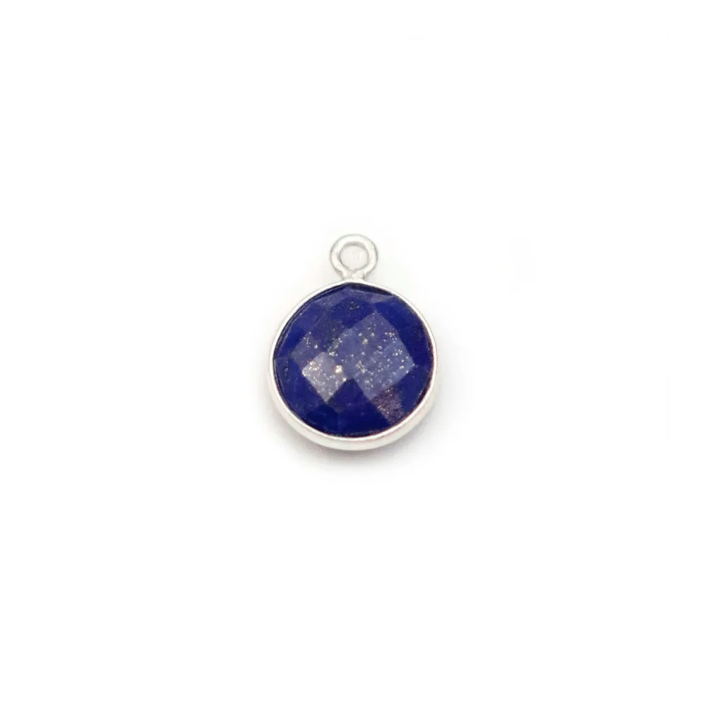 Lapis lazuli de forme ronde, 1 anneau, serti en argent, 9mm x 1pc
