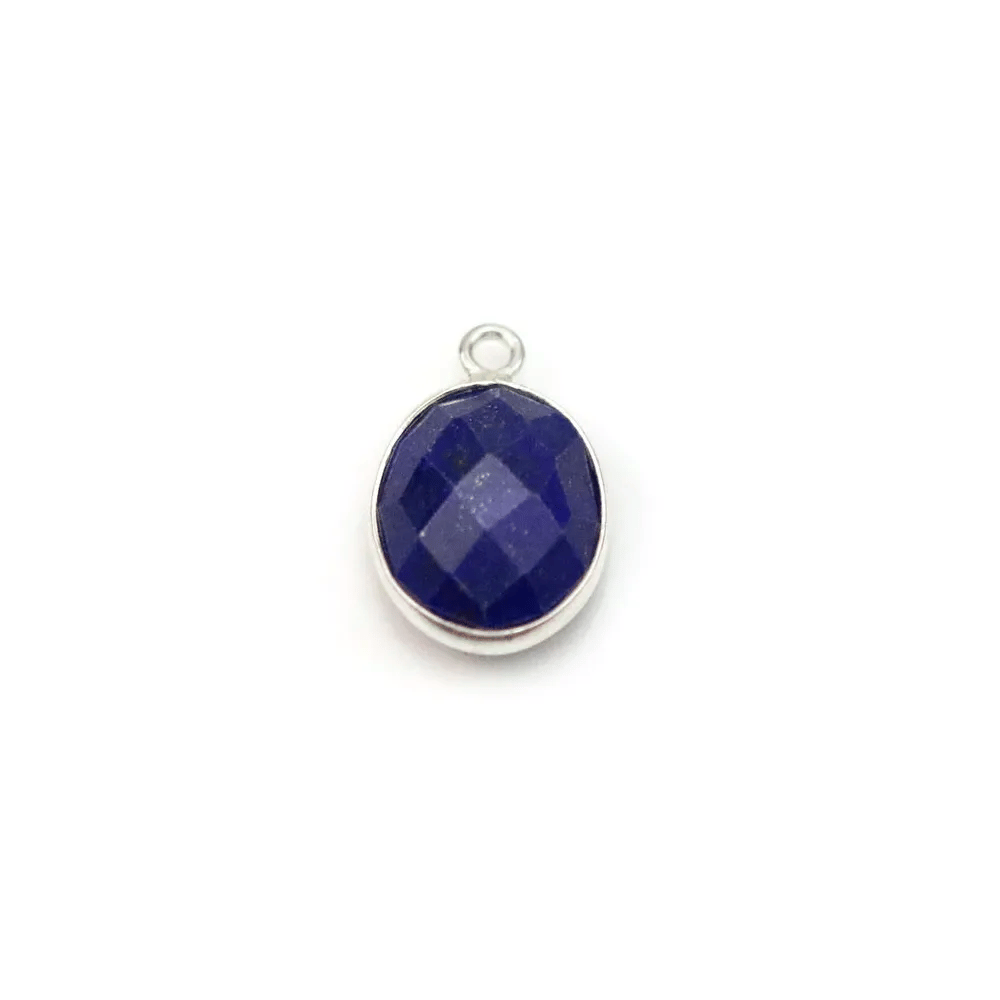 Lapis lazuli de forme ovale, 1 anneau, serti en argent, 9x11mm x 1pc