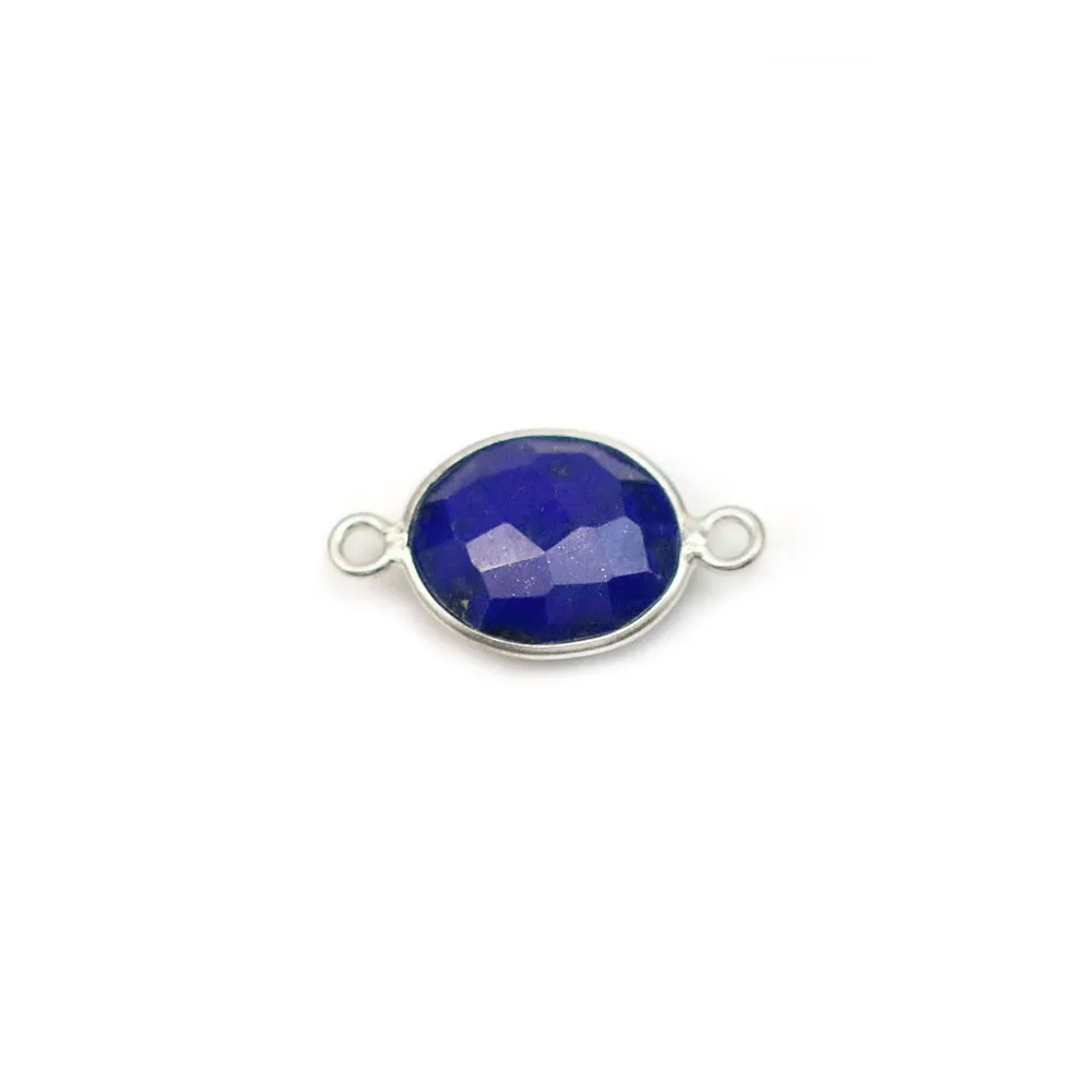 Lapis lazuli in oval-shaped, 2 rings, set in silver, 9x11mm x 1pc