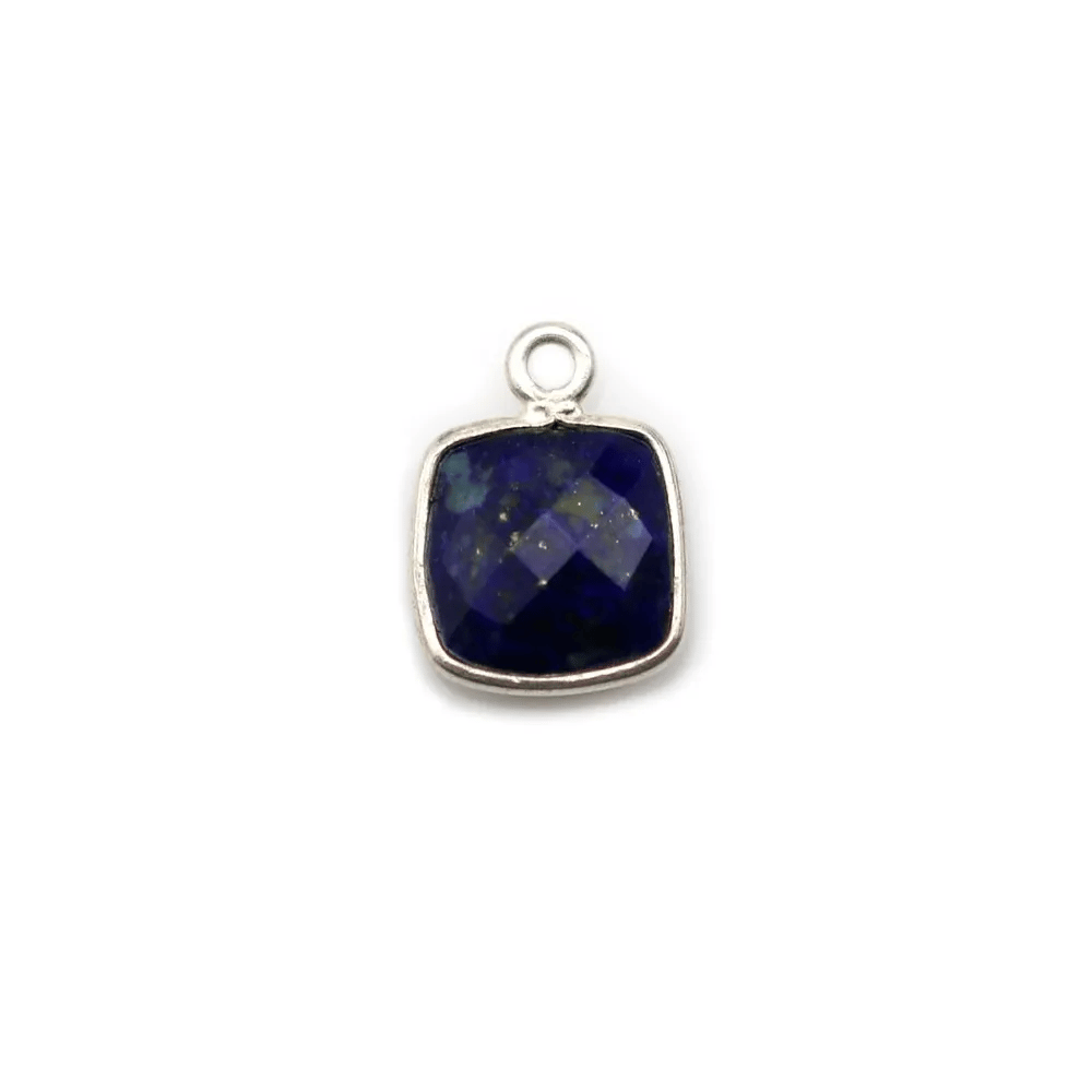 Lapis lazuli de forme carré,1 anneau, serti en argent, 9mm x 1pc