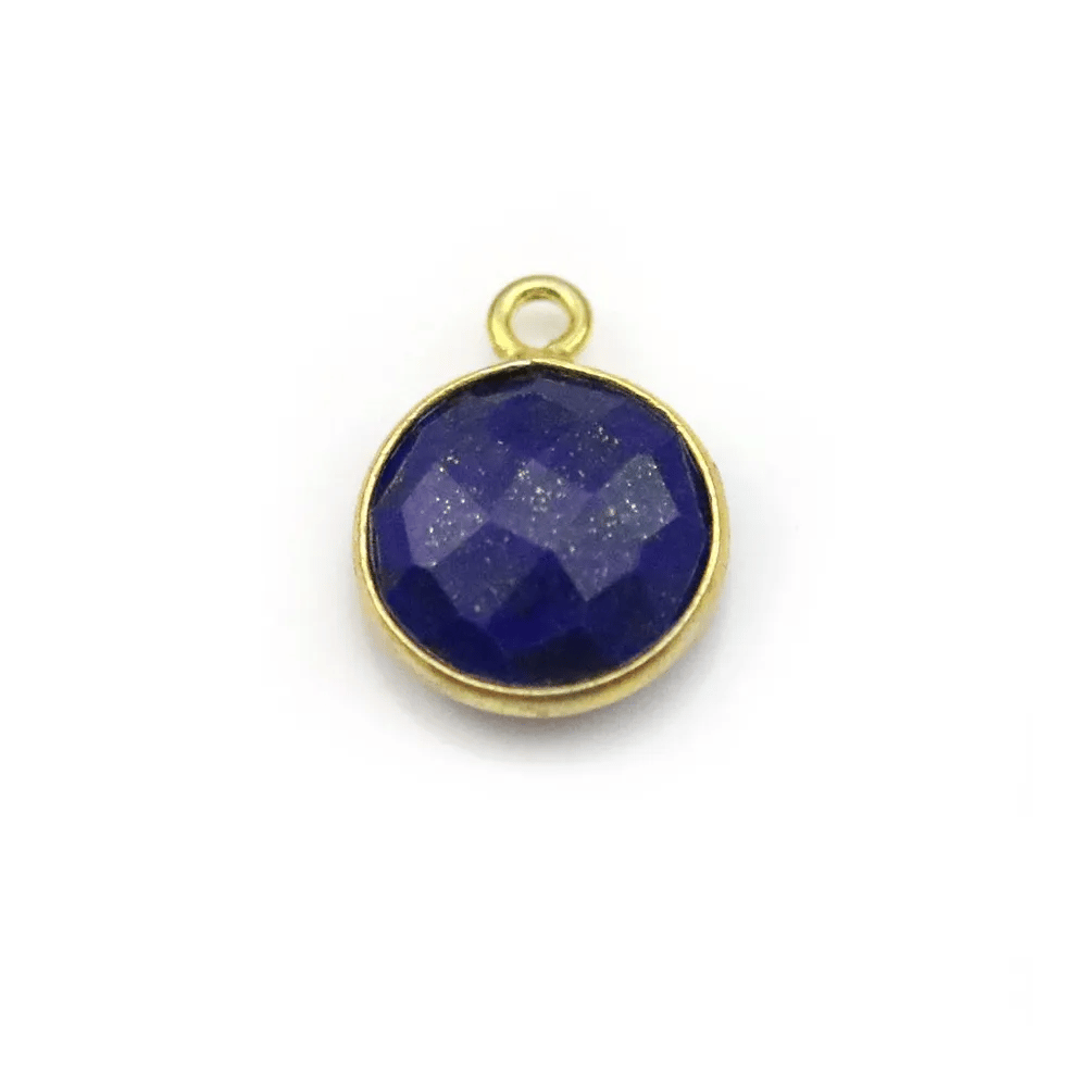 Lapis lazuli de forme ronde, 1 anneau, serti en argent doré, 11mm x 1pc